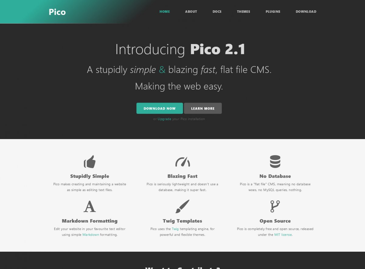 Pico CMS ist ein Open-Source-Content-Management-System, das sehr leicht und schnell ist